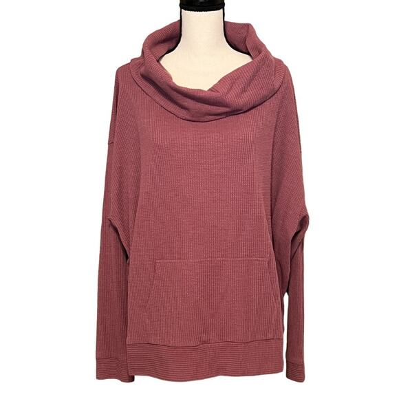 Natural Reflections Cowl Neck Waffle Knit Sweater Size 2X - Picture 1 of 5